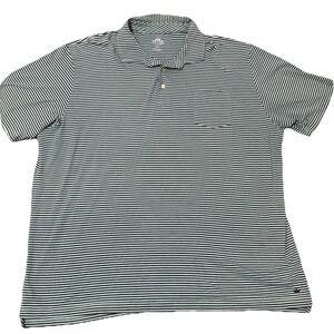 Peter Millar‎ Golf Polo Shirt Mens XXL Green Black Striped Seaside Wash SS